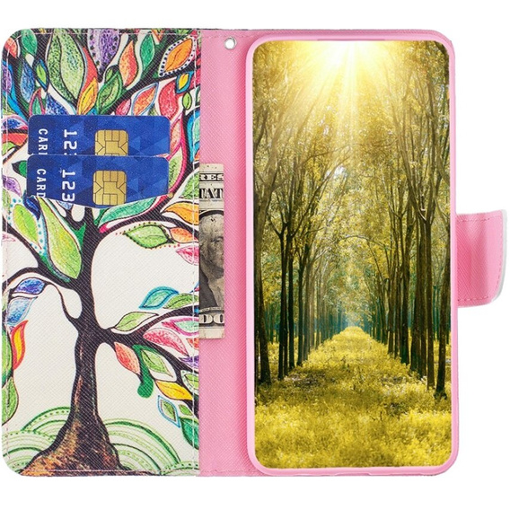 Klopové pouzdro pro Samsung Galaxy A05s, Wallet, Tree of life, bílé