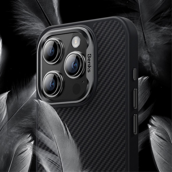 Pouzdro BENKS Kevlar pro iPhone 15 Pro, pro MagSafe, Carbon Fiber, černé