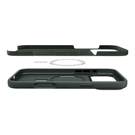 Spigen pouzdro pro iPhone 17 Pro, Silicone Fit MagSafe, Abyss Green