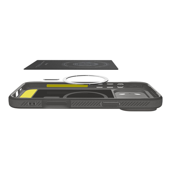 Spigen Rugged Armor MagSafe pouzdro pro iPhone 17 Pro, šedé