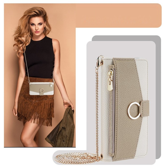 Flipové pouzdro Wallet Zipper Pocket pro Samsung Galaxy M34 5G, Wallet Zipper Pocket, se zrcátkem, bílé