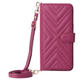 Flipové pouzdro pro Samsung Galaxy S25 Edge, Crossbody Leather Wallet, kaštanové