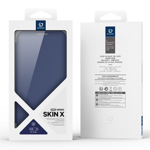 Pouzdro Dux Ducis pro iPhone Air, Skin X Pro, s klopou, pro MagSafe, tmavě modré
