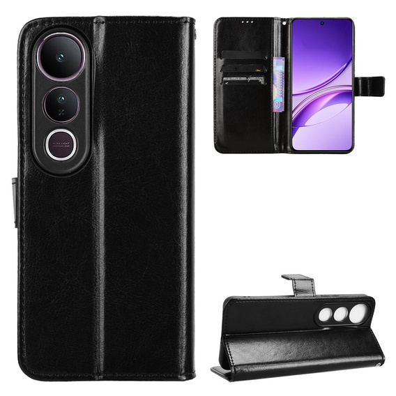 Klopové pouzdro pro Vivo V50 Lite 4G / 5G, Crazy Horse Wallet, černé