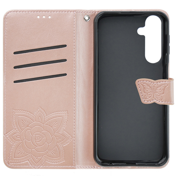 Klopové pouzdro pro Oppo A79 5G, Butterfly, růžové rose gold