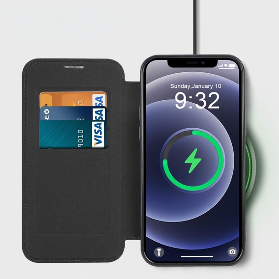 Klopové pouzdro pro iPhone 12, RFID Wallet MagSafe CamShield, černé