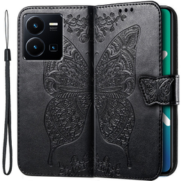 Klopové pouzdro pro Vivo Y35 4G, Butterfly, černé
