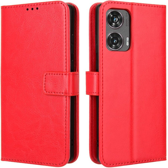 Klopové pouzdro pro Motorola Moto G85, Crazy Horse Wallet, červené