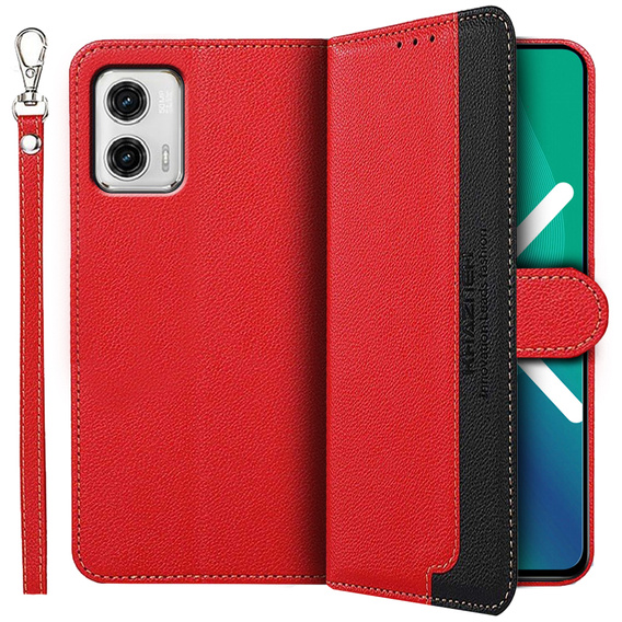 Klopové pouzdro pro Motorola Moto G73 5G, KHAZNEH RFID, červené / černé