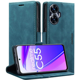 Pouzdro pro Realme C55, ERBORD Vintage peněženka s klopou, modré