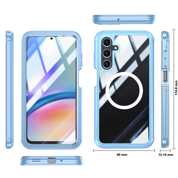 Pouzdro pro Samsung Galaxy A16, Shockproof, se sklem, pro MagSafe, modré