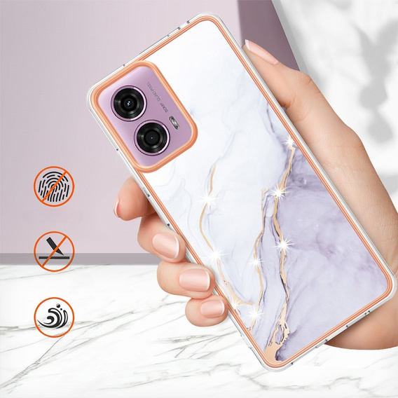 Ochranné pouzdro pro Motorola Moto G24 / G24 Power / G04, Marble Slim Case, bílé