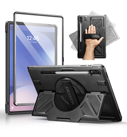 Pouzdro Dexnor 360° s páskem a držákem na stylus pro Samsung Galaxy Tab S10 Ultra / S9 Ultra / S8 Ultra