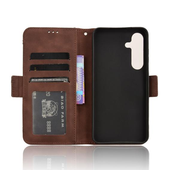 Klopové pouzdro pro Samsung Galaxy S25 FE, Card Slot, hnědé