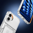Pouzdro pro iPhone 16, Card Holder Kickstand, transparentní