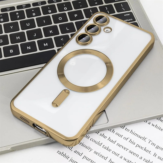 Pouzdro pro Samsung Galaxy A55 5G, Electro MagSafe, zlaté + sklo na displej