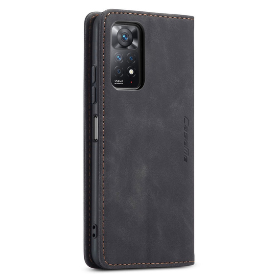 Pouzdro CASEME pro Xiaomi Redmi Note 11 Pro 4G/5G, Leather Wallet Case, černé