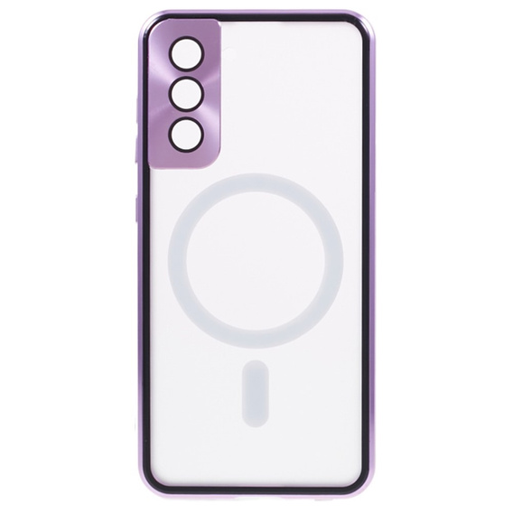 Magnetické pouzdro Dual Glass MagSafe pro Samsung Galaxy S22, fialové