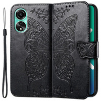 Klopové pouzdro pro Oppo A58 4G, Butterfly, černé