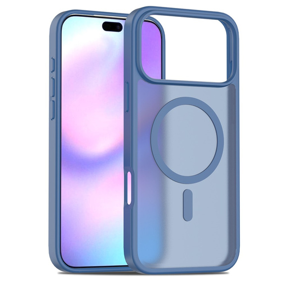 Matné pouzdro pro iPhone 17 Pro Max, pro MagSafe, průsvitně modré