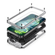 Pouzdro pro iPhone 13, R-JUST CamShield Slide, pancéřované, stříbrné / černé