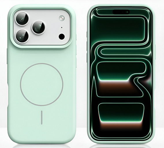 Silikonové pouzdro pro iPhone 17 Pro, pro MagSafe, proti nárazu, zelené