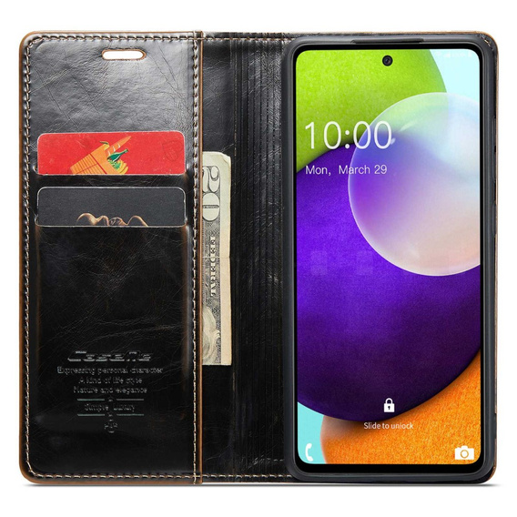 CASEME flipové pouzdro pro Samsung Galaxy A52/A52s, Waxy Textured, káva