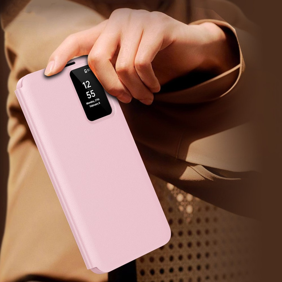 Flipové pouzdro pro Samsung Galaxy S23 Ultra, Smart View Wallet, růžové