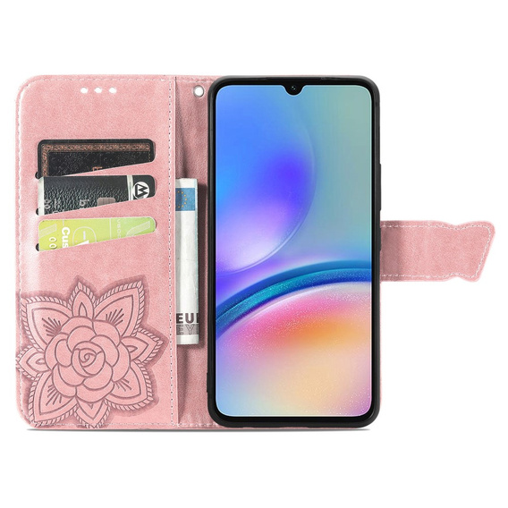 Klopové pouzdro pro Samsung Galaxy A05s, Butterfly, fialové
