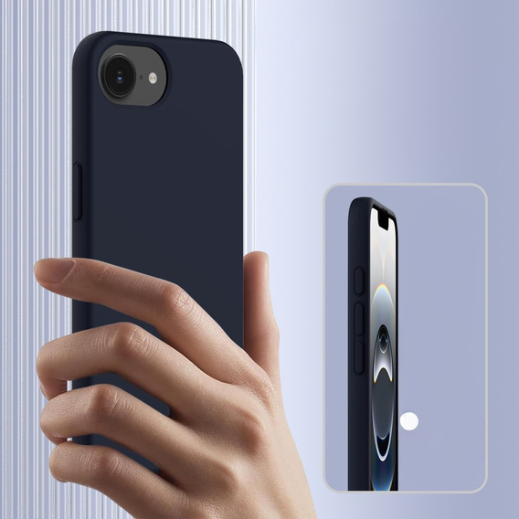 Pouzdro pro iPhone 16e, Silicone MagSafe, tmavě modrá