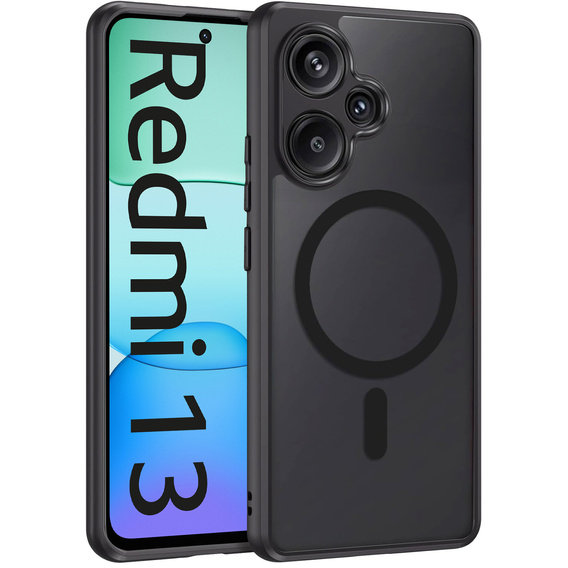 Pouzdro pro Xiaomi Redmi 13 4G, pro MagSafe, ERBORD Matt Case, černý + sklo na displej