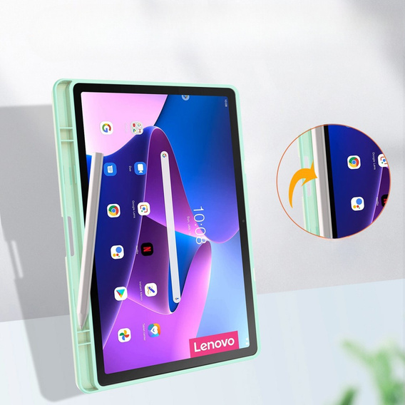 Pouzdro pro Lenovo Tab M10 Plus 10.6 Gen 3 TB-125F TB-128F, Smartcase Hybrid, se slotem na stylus, zelené