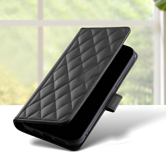 Pouzdro s klopou pro Samsung Galaxy A16, Rhombus Crossbody Leather, černé