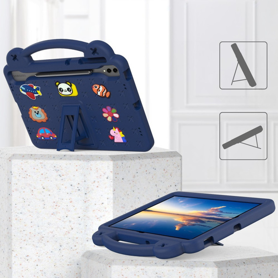 Dětské pouzdro pro Samsung Galaxy Tab S10+ Plus, Cute Patterns, se stojánkem, námořnicky modré