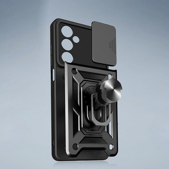 Pancéřové pouzdro pro Samsung Galaxy A17 5G, s ochranou fotoaparátu, se stojánkem, černé