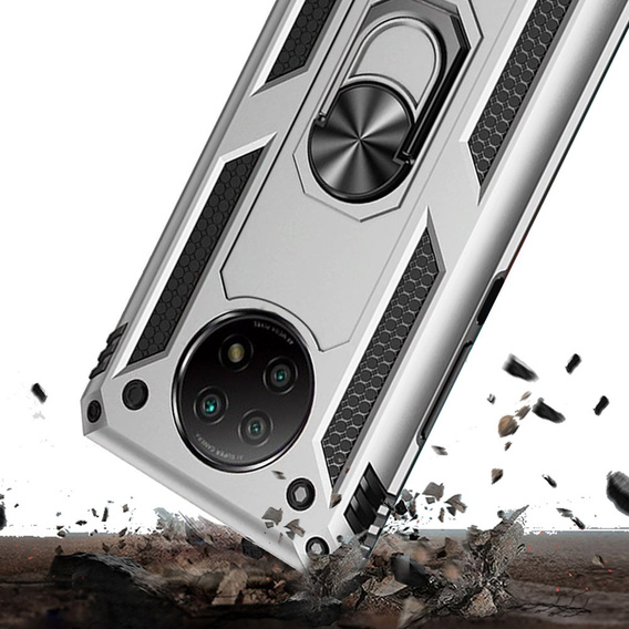 Pancéřové pouzdro pro Xiaomi Redmi Note 9T 5G, Nox Case Ring, stříbrné
