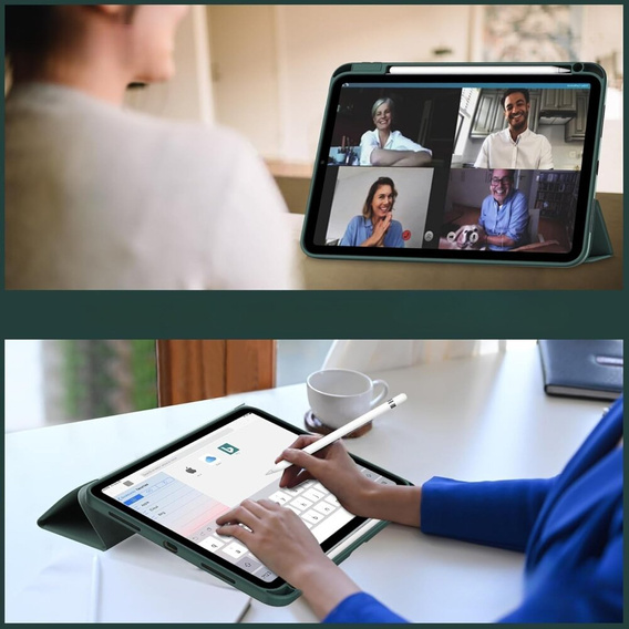 Pouzdro pro iPad Air 13" 2025/2024 (7/6 gen.), Smartcase Hybrid, se slotem na stylus, zelené