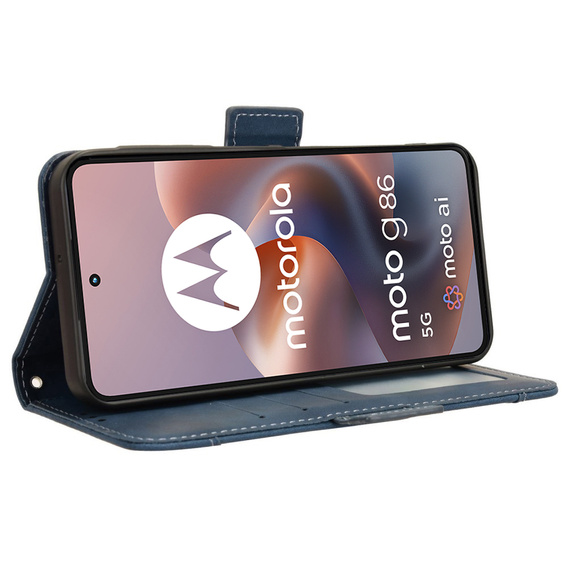 Klopové pouzdro pro Motorola Moto G86 Power 5G, Card Slot, námořnicky modré