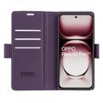 Pouzdro pro Oppo Reno 12 Pro, ERBORD Glossy Litchi, flipová peněženka, fialové