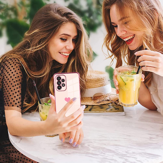 Pouzdro pro Samsung Galaxy A52/A52S, Electro heart, růžové rose gold