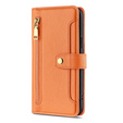 Klopové pouzdro pro Oppo Reno8 T 4G, Wallet Zipper Pocket, oranžové