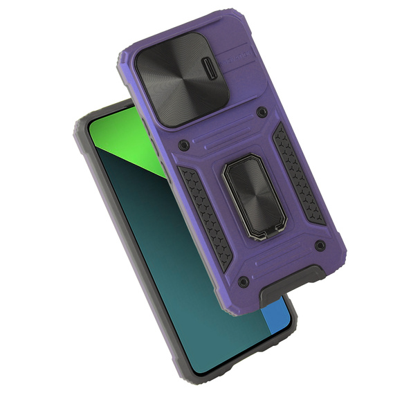 Pancéřové pouzdro pro Xiaomi Redmi Note 13 Pro 5G, CamShield Slide, fialové + tvrzené sklo 9H