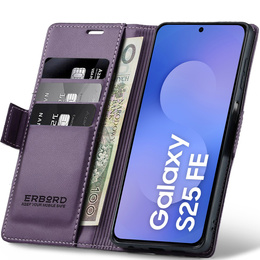 Pouzdro pro Samsung Galaxy S25 FE, ERBORD Glossy Litchi, flipová peněženka, fialové