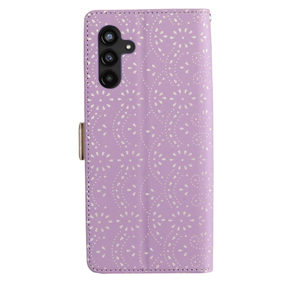 Flipové pouzdro pro Samsung Galaxy A54 5G, Wallet Pocket Zipper Lace, fialové