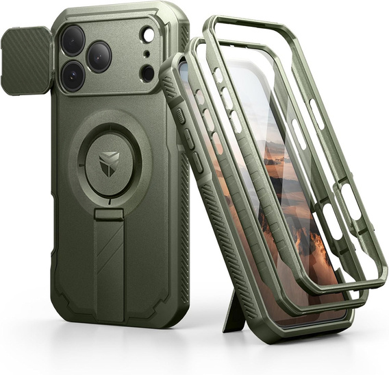 Pancéřové pouzdro Dexnor se stojánkem a spouští fotoaparátu, pro MagSafe pro iPhone 17 Pro Max