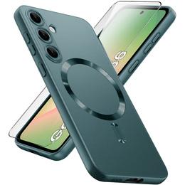 Pouzdro pro Samsung Galaxy A56, ColorMag, pro MagSafe, zelené + tvrzené sklo 9H