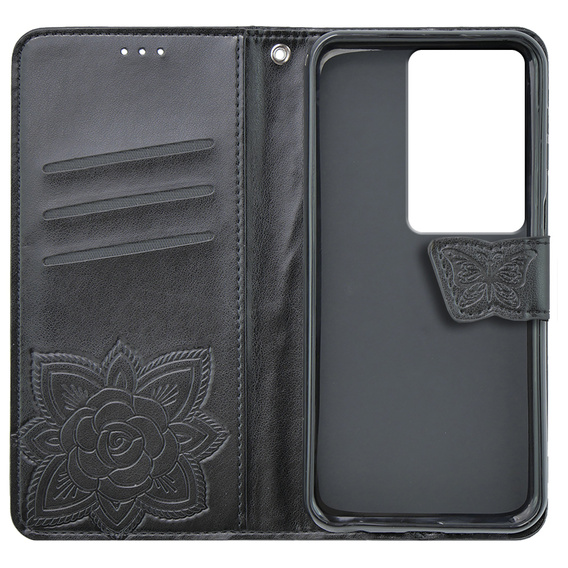 Klopové pouzdro pro Oppo A79 5G, Butterfly, černé