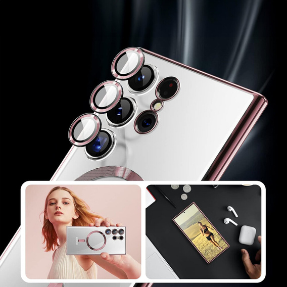 Pouzdro pro Samsung Galaxy S23 Ultra, MagSafe Hybrid, růžové rose gold
