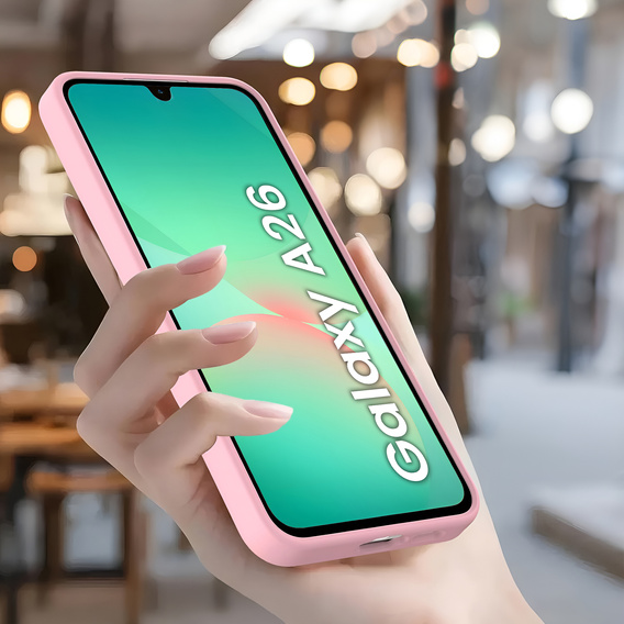 Pouzdro pro Samsung Galaxy A26, Silicone Heart, růžové + 9H tvrzené sklo