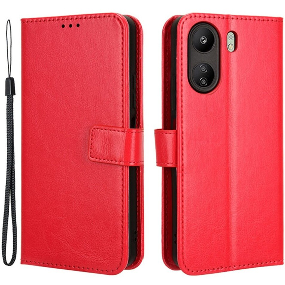 Klopové pouzdro pro Xiaomi Redmi 13C / Poco C65, Crazy Horse Wallet, červené
